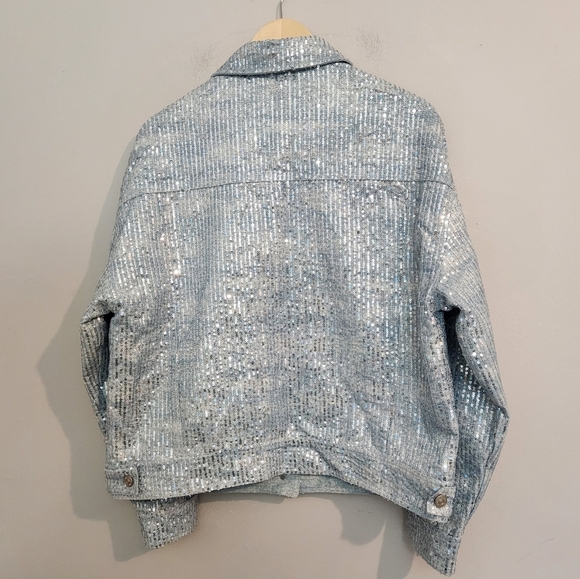 Walter Baker Shawna Sequin Denim Jacket Large | Anthropologie, Oversized Glam - Picture 9 of 15